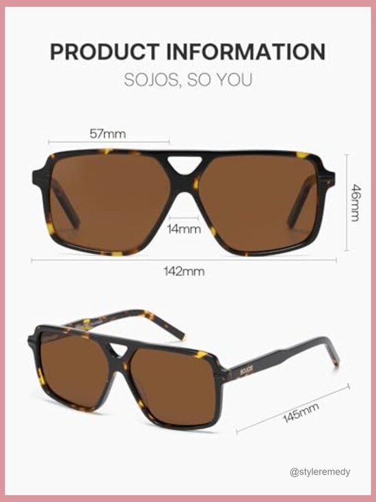 Polarized Square Aviator Sunglasses with Acetate Frame and UV Protection main image 7